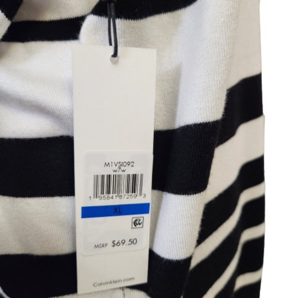 🆕️⬇️Calvin Klein Winter White & Black Stripe Turtleneck - Picture 10 of 11